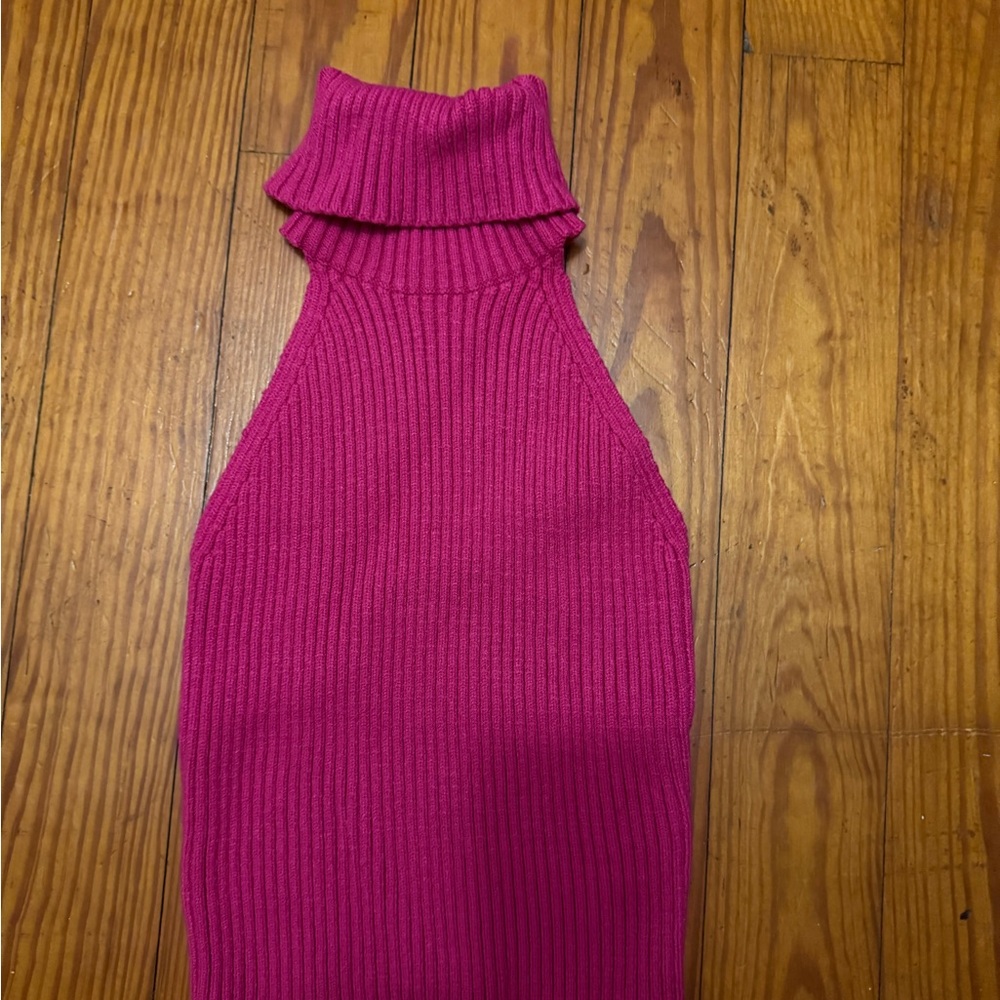 SHEIN Vibrant Pink Ribbed Knit Top